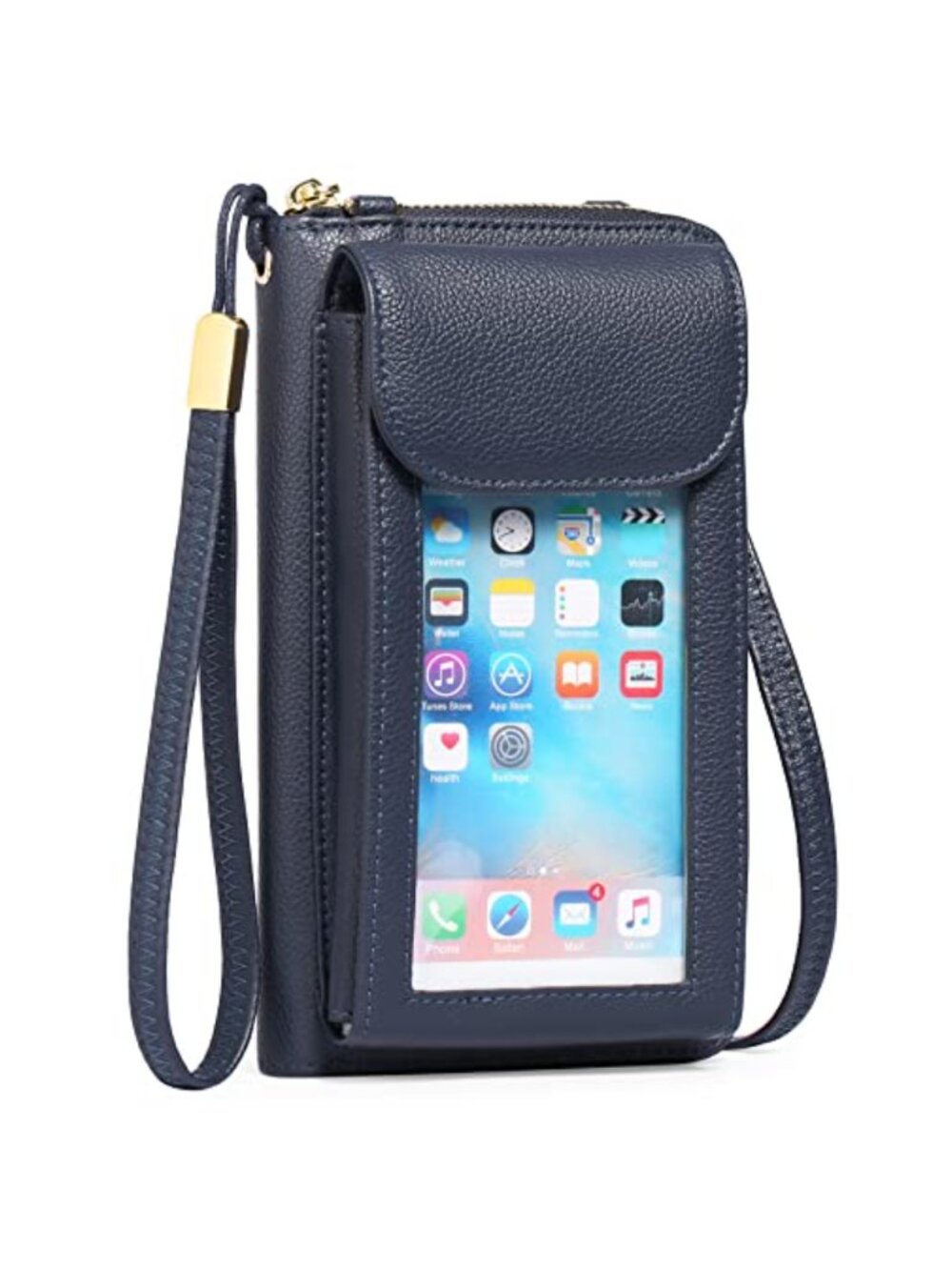 RFID Crossbody Purse PU Leather Adjustable Strap Phone Wallet